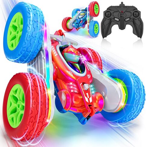 Remote Control Car, Rc Cars Stunt RC Car Toys New Upgraded Strip Lights and Headlights Car Toys Double-Sided 360° Rotating 4WD Rc Drift Truck for Boys Girls Birthday Gift (Blue) in Saudi Arabia