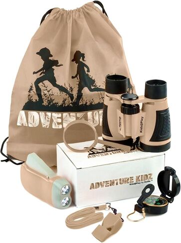 Adventure Kidz - Outdoor Exploration Kit, Children’s Toy Binoculars, Torch, Compass, Whistle, Magnifying Glass, Backpack. Great Kids Gift Set for Camping, Hiking, Educational and Pretend Play. in Kuwait