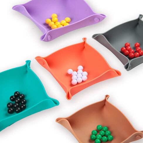 Collapsible Board Game Storage Bowls, Portable Folding Tray Accessory Holds Tabletop Bits, Components, Pieces, Dices for Classic & Modern Gaming, RPG Roleplaying (5-Pack) (Basic Color) in Kuwait