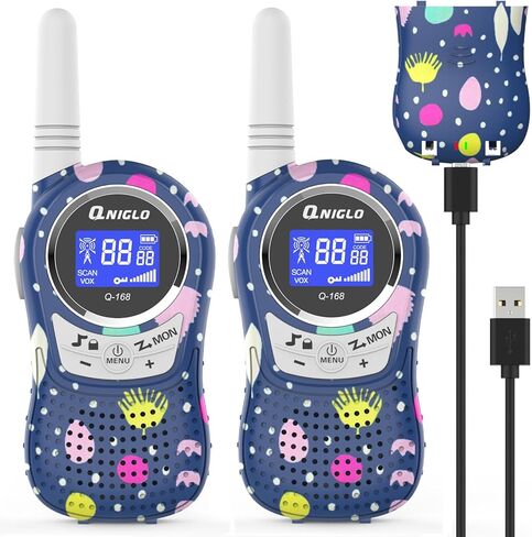 Qniglo Walkie Talkies for Kids - Rechargeable Kids Walkie Talkies with Clear Sound, Long Range - Perfect Birthday for 3-8 Year Old Boys Girls - Outdoor Adventures, Camping, Hiking in Kuwait