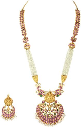 Aheli Gold Plated Pearl Stone Jhumka Jhumki Indian Temple Jewelry Set Gift for Women in Saudi Arabia