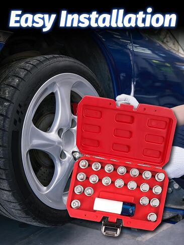 21pcs Anti-Theft Wheel Lock Removal Kit, Compatible for BMW & Mini Series,BMW,with 1/2 inch (12.7mm) Socket Adapter Blue，BMW Automotive Screw Remover Key Socket Tool Set in Saudi Arabia