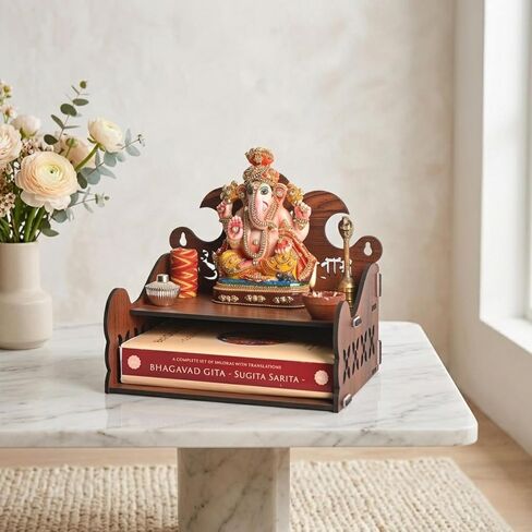 Git Kya De Pooja Mandir للمنزل، معبد خشبي صغير، DIY Puja Mandirs مثبت على الحائط، Home Temple Devghar، Puja Stand for God Idols، Office، Shop - 12 بوصة × 9 بوصة (تصميم كلاسيكي) in Saudi Arabia