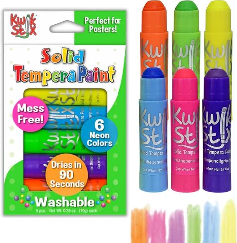 طلاء تمبرا صلب Kwik Stix NEON من Pencil Grip ، سريع الجفاف للغاية، عبوة من 6 قطع (TPG-610) in Kuwait
