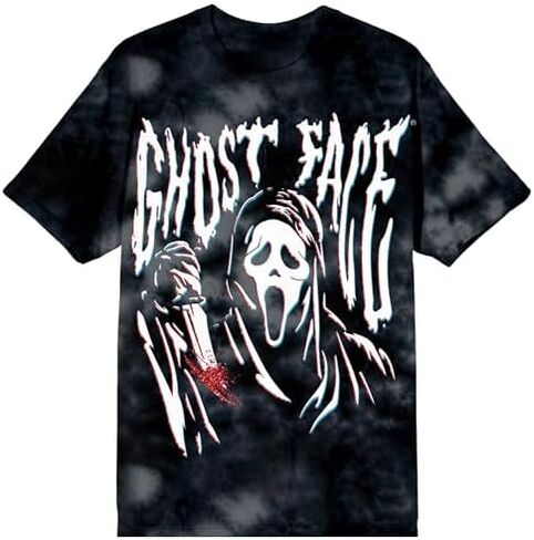 Bioworld Ghost Face Stretched Graphic Adult Black Cloud Wash Short Sleeve Tee in Saudi Arabia