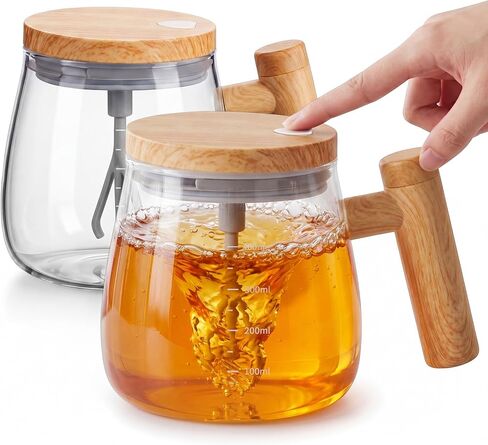 2 Pcs Self Mixing Glass Coffee Mug with Lid Handle Automatic Electric Cup Rotating Blender Mug for Stir Mixed Drink Milk Protein Office Home, Battery Operated, 400ml (Clear) in Saudi Arabia