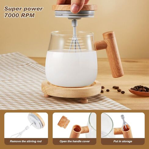 2 Pcs Self Mixing Glass Coffee Mug with Lid Handle Automatic Electric Cup Rotating Blender Mug for Stir Mixed Drink Milk Protein Office Home, Battery Operated, 400ml (Clear) in Saudi Arabia