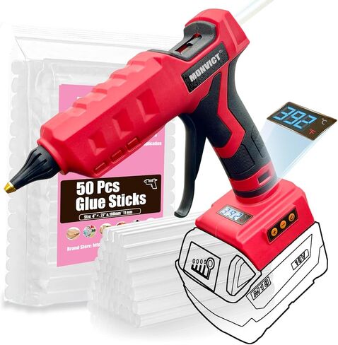 Hot Glue Gun, MONVICT Full Size Glue Guns 80/120W Dual Temp Large Industry Glue Gun, Corded & Detachable Cord Use Stand-Up Base Anti-drip Hot Melt Glue Gun with 12 Glue Sticks for Art DIY Craft Repair in Kuwait
