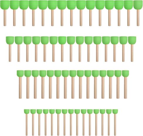 WAFJAMF 60 Pcs Round Sponges Brush Set 4 Sizes DIY Painting Tools Yellow in Kuwait