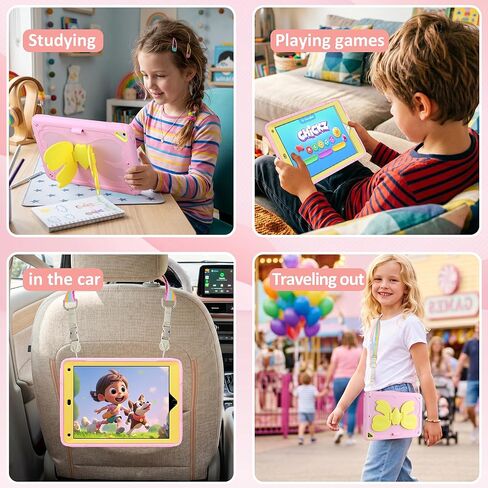 حافظة لجهاز iPad 9th 8th 7th Generation iPad 10.2 حافظة للأطفال البنات مع واقي شاشة على شكل فراشة ومسند للكتف وحزام للأقلام وسلسلة مفاتيح وغطاء تابلت واقٍ متين شديد التحمل in Saudi Arabia