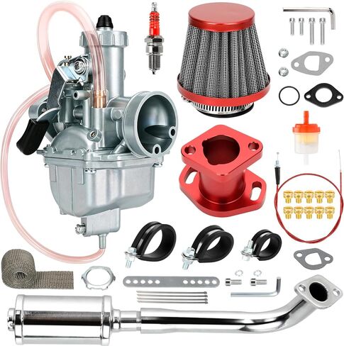 HIAORS VM22 26mm المكربن ​​العادم الخمار المرحلة 2 عدة لالمفترس 212 196cc 224cc دراجة صغيرة كولمان CT200U BT200X باجا المحارب MB200 محور M200 GX160 6.5hp OHV محرك KT196 الذهاب كارت أجزاء الأداء in Kuwait