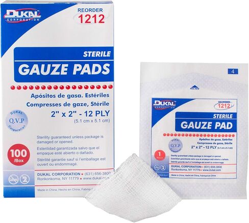 Dukal Gauze Pad 2" x 2" 12-Ply, Sterile (Box of 100) in Saudi Arabia