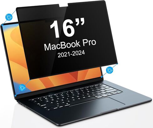 PYS NanoCling Privacy Screen for MacBook Pro 16 Inch(2021-2023, M1, M2, M3, Pro, Max) - Reusable & Removable, 2Pcs Camera Cover Slide, Matte Finish, Case Friendly in Saudi Arabia