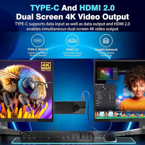 Mini PC Stick Pro Celeron J4125 8GB/256GB، كمبيوتر صغير مع USB PD3.0 و4K HDMI، جيجابت إيثرنت، WiFi 6.0، BT 5.2 - مثالي للأعمال والمكتب والوسائط والاستخدام المنزلي in Kuwait