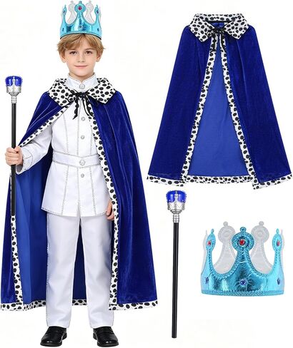King Costume Set for Kids, Prince Cape Dress Up for Boys with Crown, Scepter, Coronation Cloak in Saudi Arabia