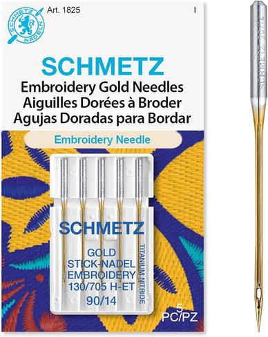 Schmetz Gold Titanium Embroidery Needles مقاس 90/14 in Saudi Arabia