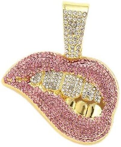 Hip Hop Cuban Chain Necklace – 18K Gold Plated & Sterling Silver | 300+ Handset Crystals | Customizable Pendants | Unisex Gift Set in Saudi Arabia