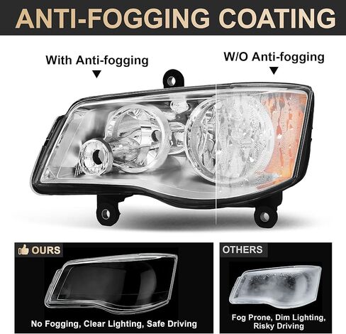 Anti-Fogging Headlights Fit For 2011 2012 2013 2014 2015 2016 2017 2018 2019 2020 Dodge Grand Caravan 11-20 Grand Caravan/08-16 Chrysler Town & Country Headlight Assembly in Saudi Arabia