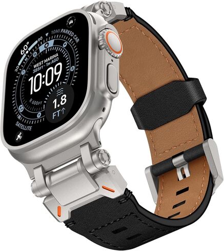 حزام جلد WINGLE متوافق مع Apple Watch Ultra 2 Band Ultra Band 49 مم للرجال سوار ساعة Apple 45 مم 44 مم 42 مم سلسلة 9 8 7 SE 6 5 4 3، حزام جلدي متين iWatch Sport Bands موصل معدني in Saudi Arabia