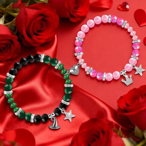 cow print Couples Bracelets Gift for Lovers - His and Hers Stretchable Bead Love Bracelets with Alphabet Stickers - Wedding, Valentine's Day, Christmas Jewelry Gifts for Women Men in Saudi Arabia