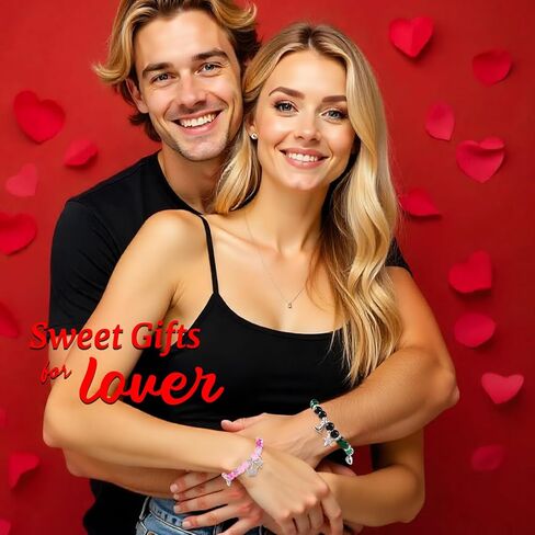 cow print Couples Bracelets Gift for Lovers - His and Hers Stretchable Bead Love Bracelets with Alphabet Stickers - Wedding, Valentine's Day, Christmas Jewelry Gifts for Women Men in Saudi Arabia