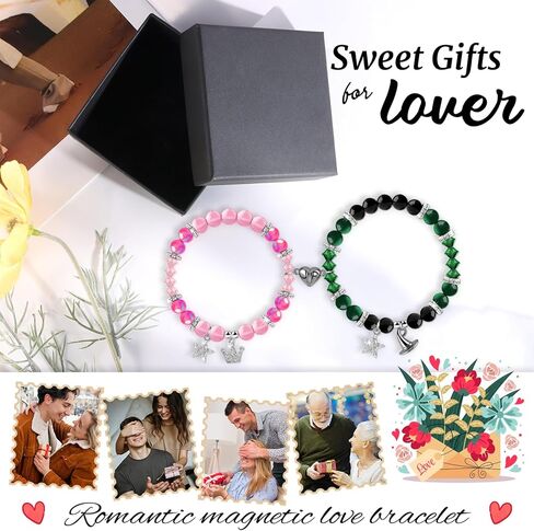 cow print Couples Bracelets Gift for Lovers - His and Hers Stretchable Bead Love Bracelets with Alphabet Stickers - Wedding, Valentine's Day, Christmas Jewelry Gifts for Women Men in Saudi Arabia