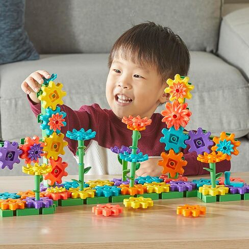 مجموعة بناء GardenGears من Learning Resources - البناء والهندسة التعليمية العملية، مجموعات بناء العلوم والتكنولوجيا والهندسة والرياضيات لمرحلة ما قبل المدرسة، ألعاب للأطفال، مونتيسوري، الألعاب الحركية الدقيقة، هدايا للأطفال in Kuwait