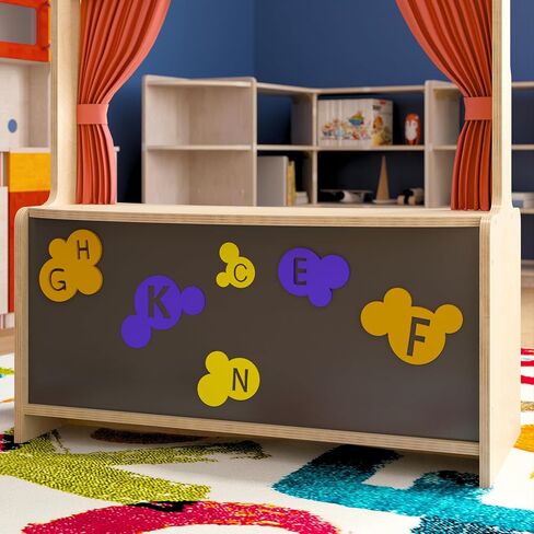 Classroom Essentials Wooden Puppet Theater with Removable Curtains and Bottom Magnetic Chalkboard, Natural in Kuwait