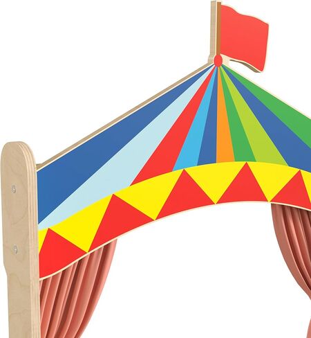 Classroom Essentials Wooden Puppet Theater with Removable Curtains and Bottom Magnetic Chalkboard, Natural in Kuwait