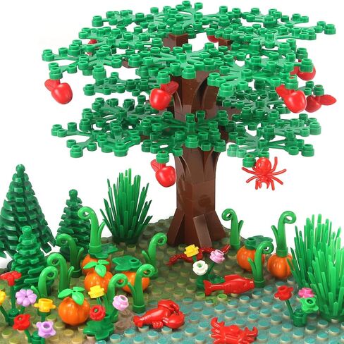 Garden Plants Building Bricks Accessories Flowers Bushes Palm Trees Leaves Shrubs Vines Green Grass Bulk Botanical Pieces and Parts Block Toys for Jungle Forest Park Decor Compatible with Major Brands in Kuwait