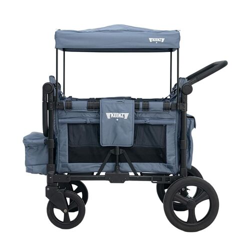 Keenz MOOV 2-Passenger All-Terrain Stroller Wagon with Reclining Seats, Cooler Bin, Push/Pull Handle, and Rubber Wheels – Foldable Wagon for Kids and Toddlers,Blue in Kuwait