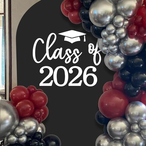 علامة ملصق فئة 2026 لقوس البالون - ديكور تخرج 2026 لخريجي الكلية بالمدرسة الثانوية، ملصق من الفينيل لمخطط الأحداث لعام 2026 (أبيض) in Kuwait