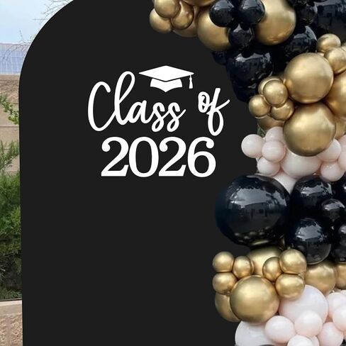 علامة ملصق فئة 2026 لقوس البالون - ديكور تخرج 2026 لخريجي الكلية بالمدرسة الثانوية، ملصق من الفينيل لمخطط الأحداث لعام 2026 (أبيض) in Kuwait