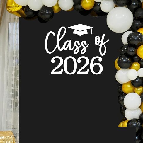 علامة ملصق فئة 2026 لقوس البالون - ديكور تخرج 2026 لخريجي الكلية بالمدرسة الثانوية، ملصق من الفينيل لمخطط الأحداث لعام 2026 (أبيض) in Kuwait