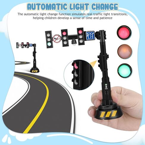 Toyvian Mini Traffic Light Toy with Lights and Sounds, 4-Way Traffic Signal Lamp Model for Kids Educational Street Sign Play Toy for Toddlers Preschool Learning Role Play in Kuwait