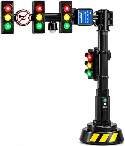 jarbins Stoplight Toy with Sounds, Red Yellow Green Light Learning Toy for Kids Pretend Play, Mini Stop Light Toy for Road Rules Learning, Classroom Activities, Toy Car Scenes, Dollhouse Display Prop in Kuwait