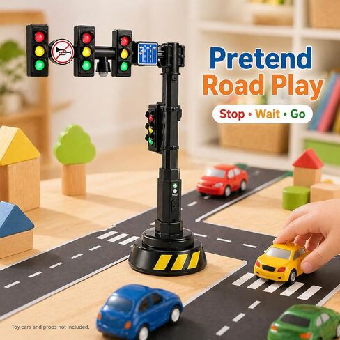 jarbins Stoplight Toy with Sounds, Red Yellow Green Light Learning Toy for Kids Pretend Play, Mini Stop Light Toy for Road Rules Learning, Classroom Activities, Toy Car Scenes, Dollhouse Display Prop in Kuwait
