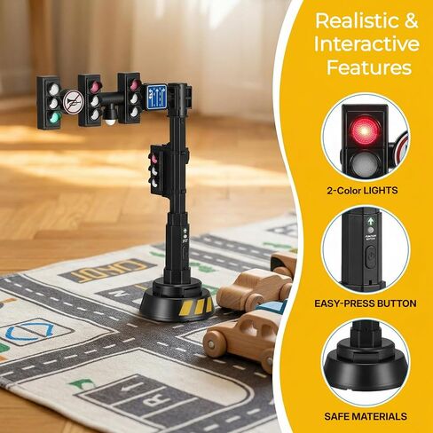 jarbins Stoplight Toy with Sounds, Red Yellow Green Light Learning Toy for Kids Pretend Play, Mini Stop Light Toy for Road Rules Learning, Classroom Activities, Toy Car Scenes, Dollhouse Display Prop in Kuwait