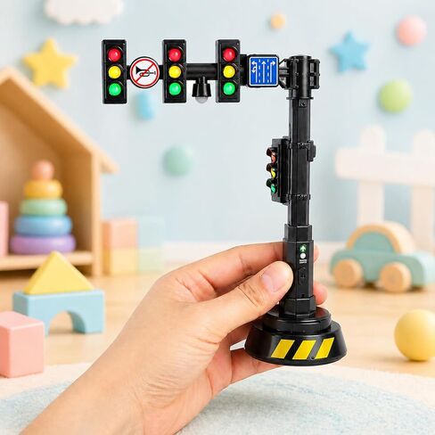 jarbins Stoplight Toy with Sounds, Red Yellow Green Light Learning Toy for Kids Pretend Play, Mini Stop Light Toy for Road Rules Learning, Classroom Activities, Toy Car Scenes, Dollhouse Display Prop in Kuwait