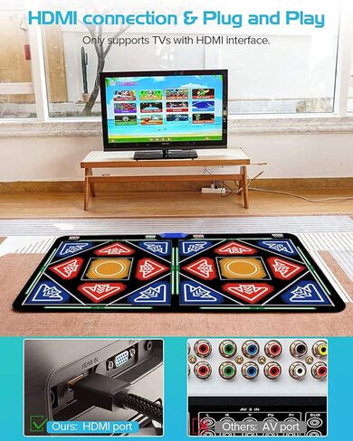 Single/Double HDMI Musical Electronic Dance mat with a Camera,a 64G Large Memory Card,Including 1030 Games,81 Music Videos,650 Songs,Suitable for TV use,a Luxurious Gift for Boys and Girls in Kuwait