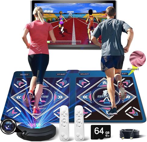 سجادة الرقص الإلكترونية الموسيقية HDMI مع كاميرا، وبطاقة ذاكرة كبيرة 64 جيجا، بما في ذلك 1000 لعبة، و650 أغنية، و81 مقطع فيديو موسيقي، للمستخدمين الفرديين/المزدوجين، هدية فاخرة للأولاد والبنات in Kuwait