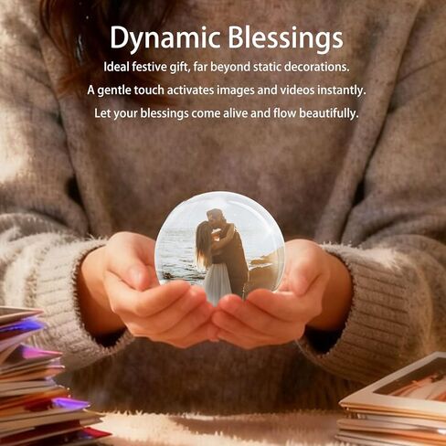 ترقية مشغل فيديو Orb للذاكرة، بدون تطبيق Crystal Sphere 3D عرض الصور زخرفة 2.7 بوصة 4 جيجا بايت كرة أحلام مدمجة، ضوء رقمي لاسلكي لعيد الميلاد التذكاري هدية زفاف الطفل (الجرم السماوي الأبيض) in Kuwait