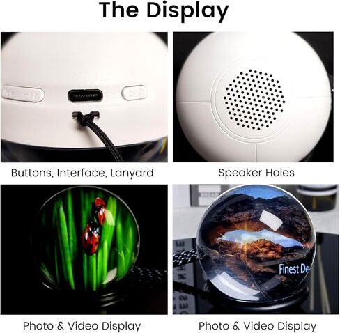 ترقية مشغل فيديو Orb للذاكرة، بدون تطبيق Crystal Sphere 3D عرض الصور زخرفة 2.7 بوصة 4 جيجا بايت كرة أحلام مدمجة، ضوء رقمي لاسلكي لعيد الميلاد التذكاري هدية زفاف الطفل (الجرم السماوي الأبيض) in Kuwait