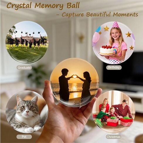 مشغل فيديو Memory Orb، كرة كرة ميموري كريستال مقاس 3.15 بوصة، مشغل فيديو وصور وموسيقى لؤلؤي ثلاثي الأبعاد قابل لإعادة الشحن، بدون تطبيق/واي فاي، إطار رقمي 16 جيجابايت للذكرى السنوية، وأعياد الميلاد، والزفاف، والنصب التذكاري للحيوانات الأليفة in Kuwait