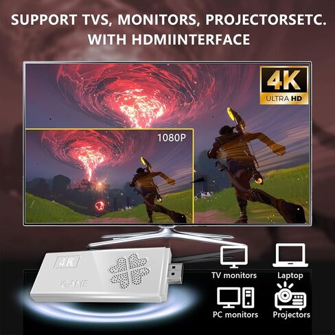 2026 Upgraded Wireless Retro Gaming Console Stick 4K HDMI, Retro Video Game Console,Plug and Play TV Game Stick with 30000+ Games, Dual 2.4G Wireless Control,23 Built-in Emulators, 64G TF Card (pro) in Kuwait
