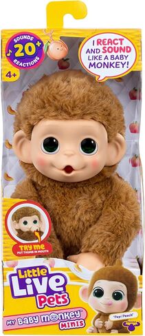 Little Live Pets Baby Monkey Minis – Luna Lemon. Interactive Pet Toy. 20+ Sounds & Reactions. Soft Pink Fur. 7.4" Tall. Feed, Nurture. React. Grippy Hands & Feet. Collect All 3 in Kuwait