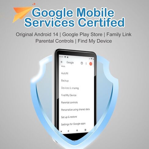 مشغل MP3 أندرويد سعة 160 جيجابايت للأطفال مع اللون الأزرق والواي فاي: 4 بوصة تعمل باللمس، واي فاي/بلوتوث | سبوتيفي، متجر التطبيقات، الرقابة الأبوية، تشغيل الفيديو | مشغل الموسيقى والفيديو الكل في واحد للأطفال (أسود) in Kuwait