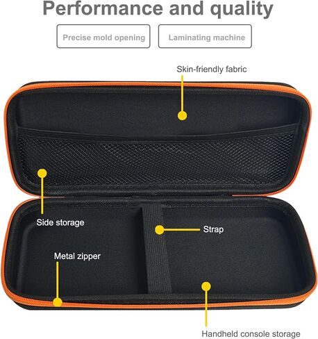 Carrying Case for Retroid Pocket 6 Storage Case Cover,Black Hard Shell Portable Handbag Orange Zipper with 2 Pack Tempered Films and a Transparent Silicone Handle 2 in 1 in Kuwait