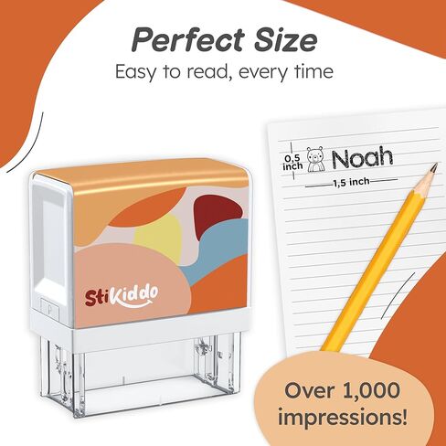 StiKiddo® ختم اسم شخصي لملابس الأطفال مقاوم للماء، ختم اسم مخصص للملابس والورق واللوازم المدرسية، ختم قماش قابل للتخصيص مع حبر دائم ومقاوم للماء in Kuwait