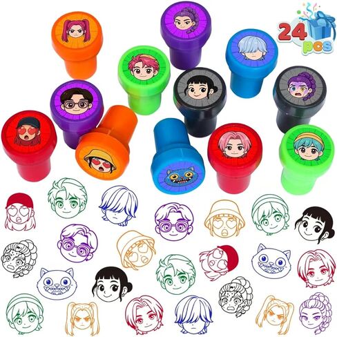 24Pcs Demon Hunters Themed Stampers, Kpop Birthday Party Supplies, Goody Bag Treat Bag Stuff for Demon Hunters Birthday Party Gifts in Kuwait